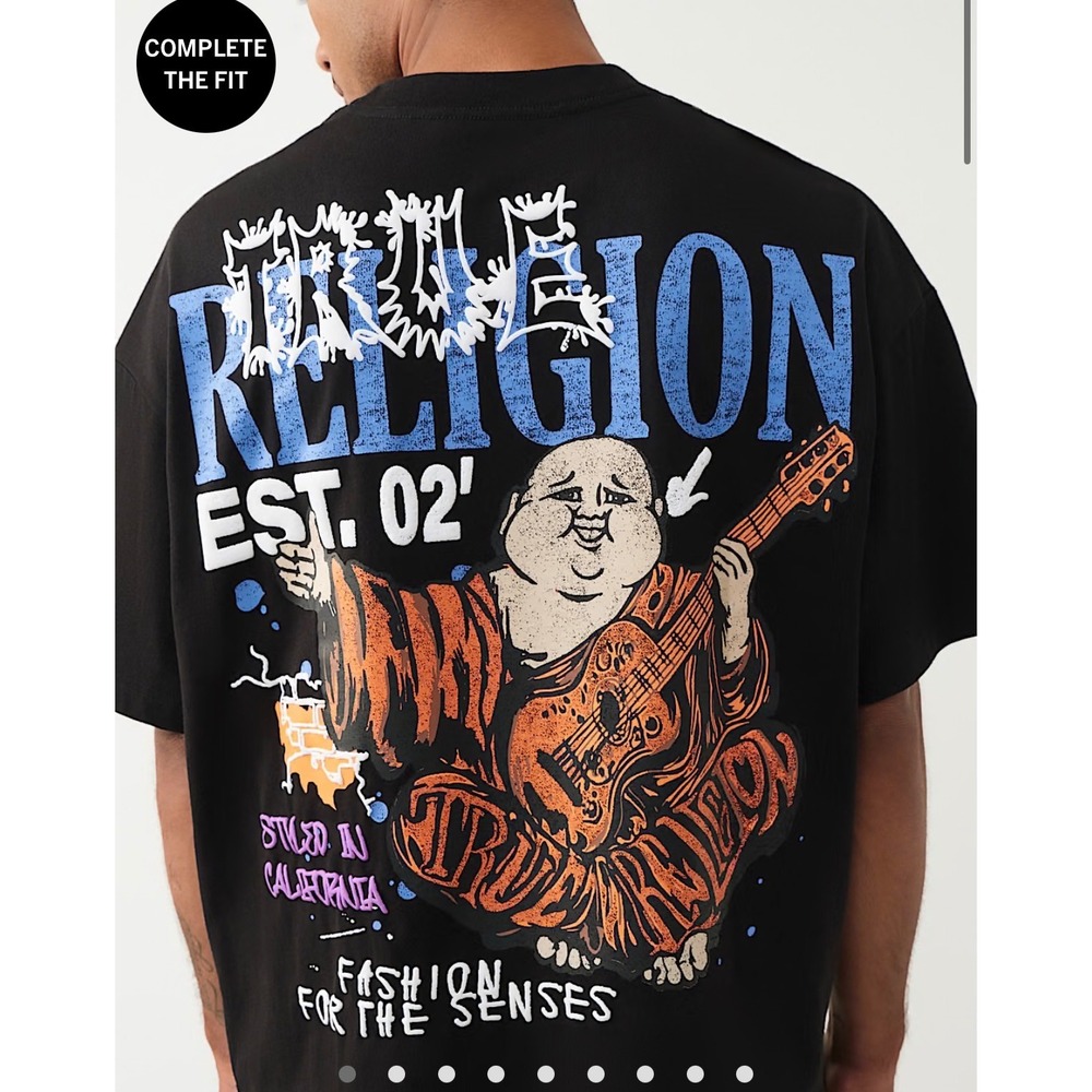 True Religion Concert Buddha Heavyweight Oversized Tee Black – Men's Medium NWT
